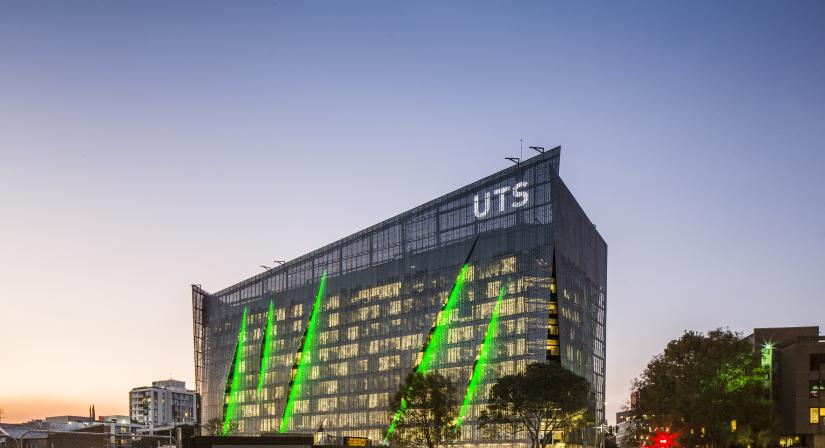 UTS Building 11 at dusk