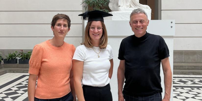 From left to right, Dr Nathalie Sick, Annika Wambsganss and Professor Soren Salomo pose for a photo together.