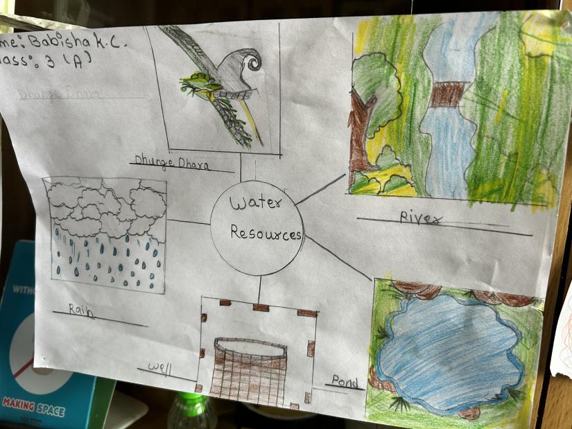 An example of student work about birds and resources