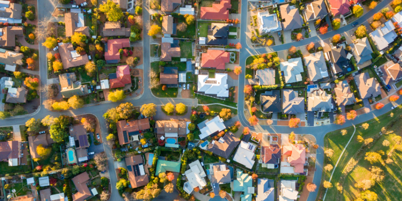 Aerial view of an Australian suburb