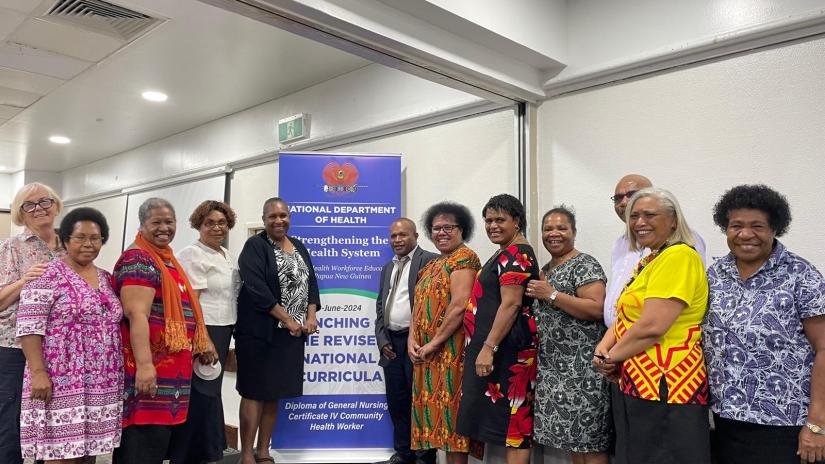 PNG NDoH colleagues with WHOCCUTS Colleagues at the national launch of the new curriculums.