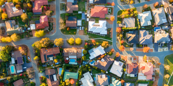 Aerial view of an Australian suburb