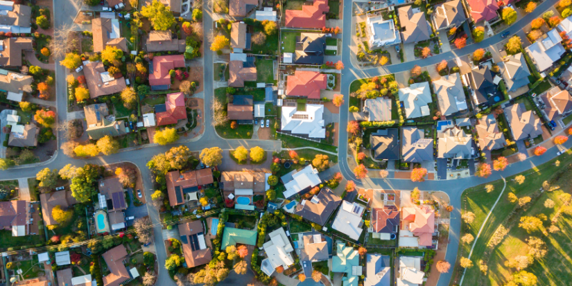 Aerial photograph of an Australian suburb