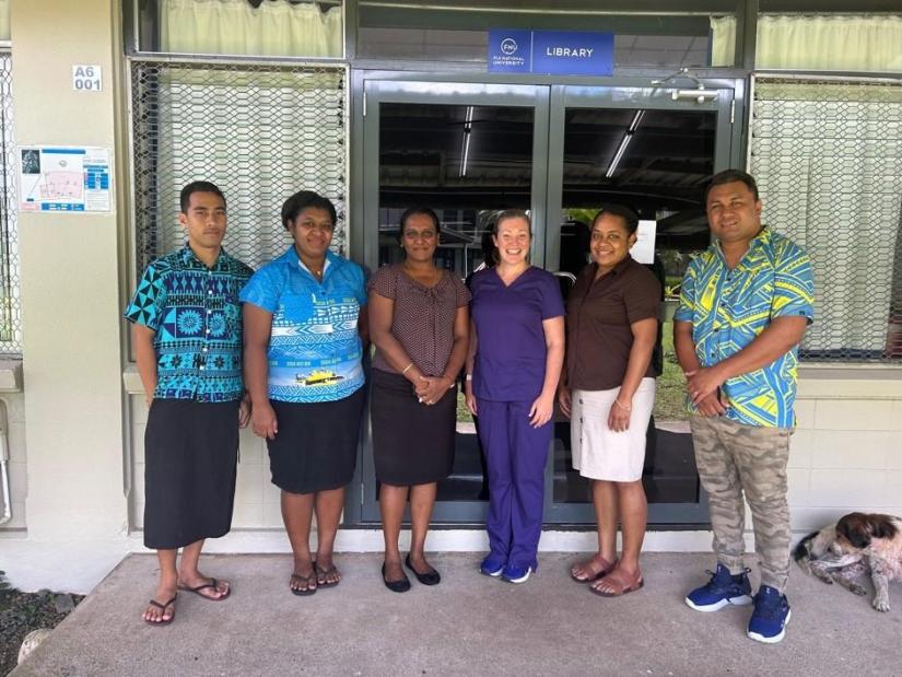 from left to right: Albert Tioti O'Connor, Mere Vata, Keshni Singh, Dr Elizabeth Brogan, Luisa Ratule, Filipi Keresoma.