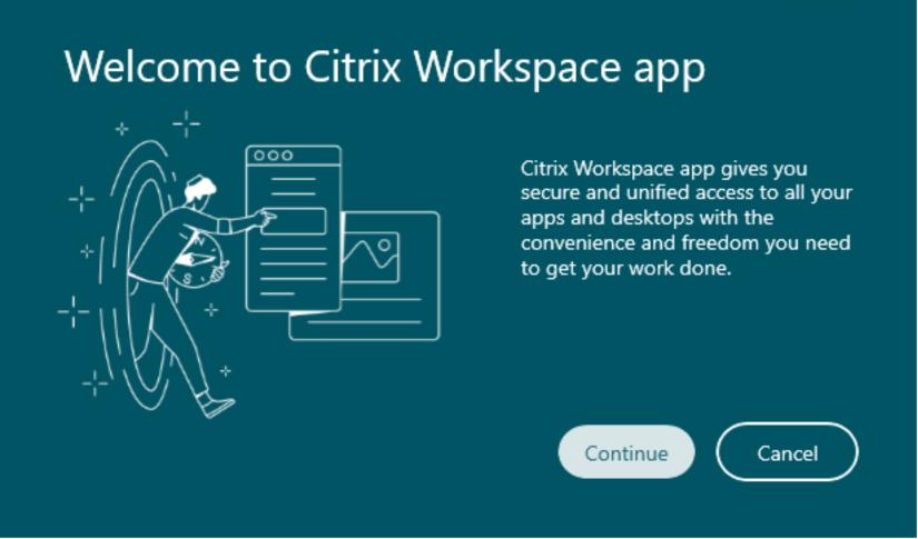 Screenshot of Welcome to Citrix Workspace app