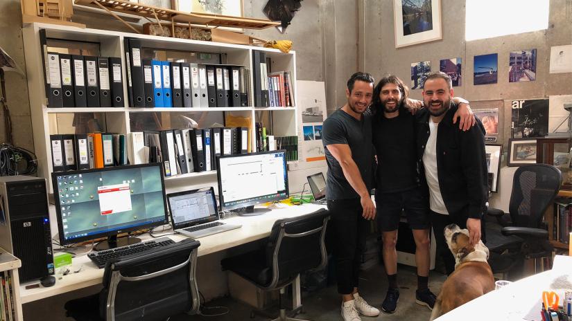 Robert, Henry, Alessandro on their first day of GSBN in their new office in Leichhardt, 2018