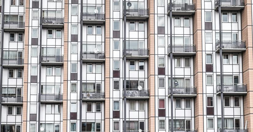 A cross section of an apartment building