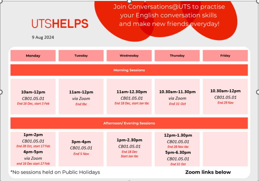 conversations timetable