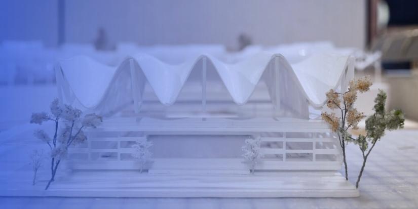 3D architectural model with a blue colour cast