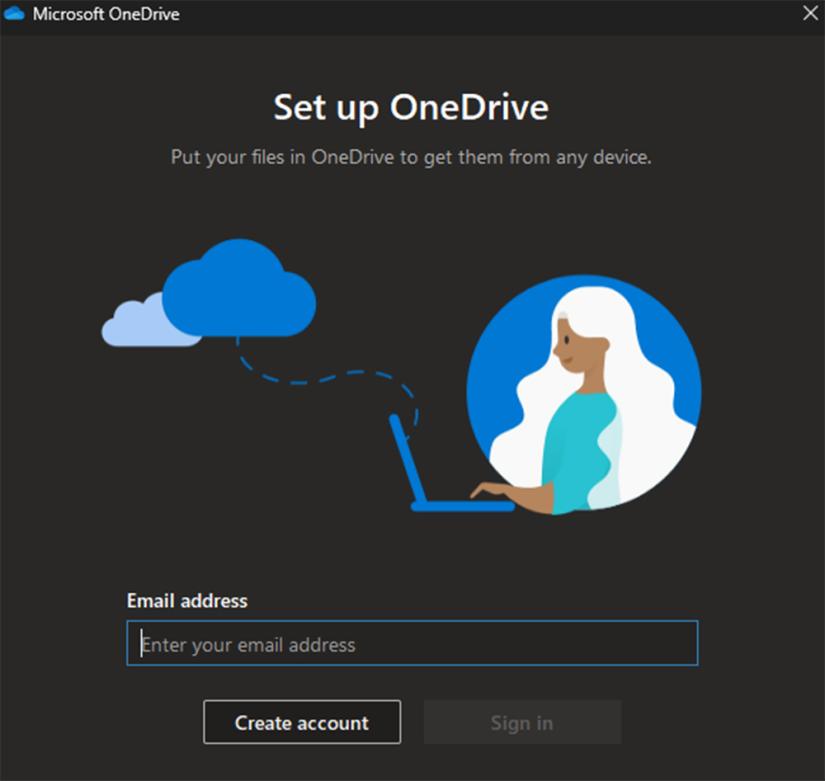 Screenshot of Setting up OneDrive