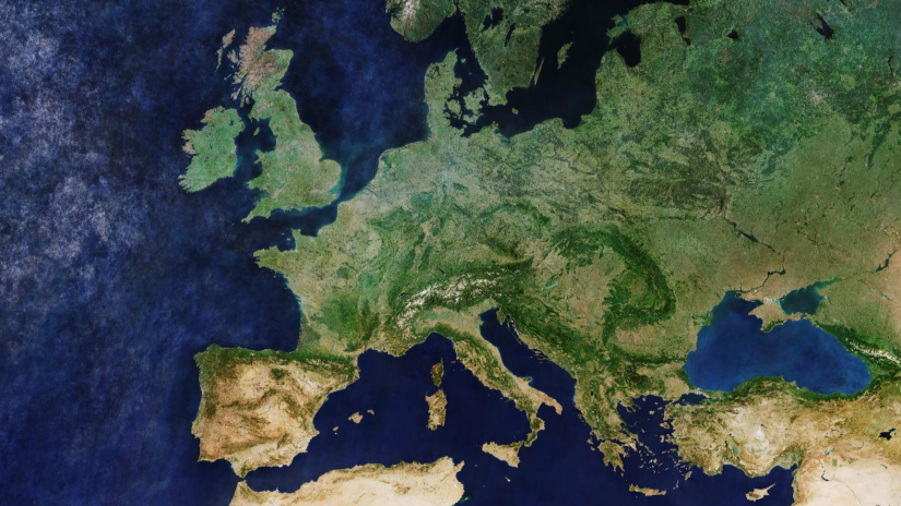 Satellite image of Europe.