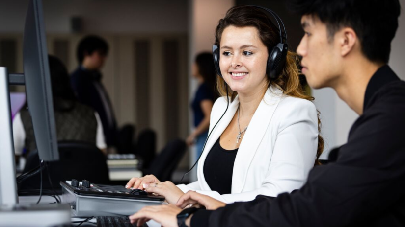 Students working at computers