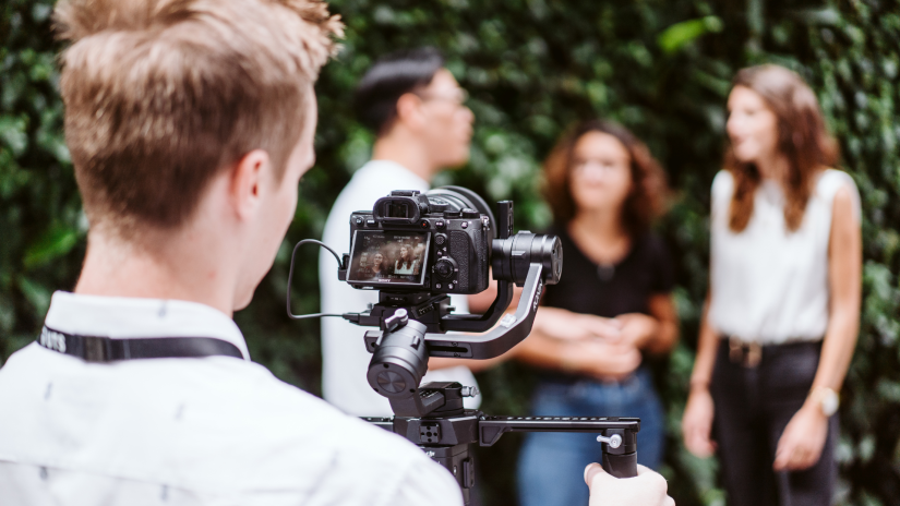 Student filming other students