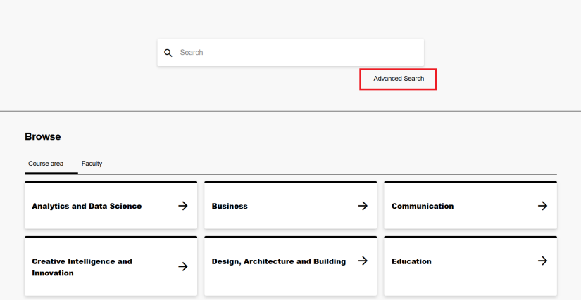 Navigate to advanced search by clicking advanced search under the search bar on the handbook home page