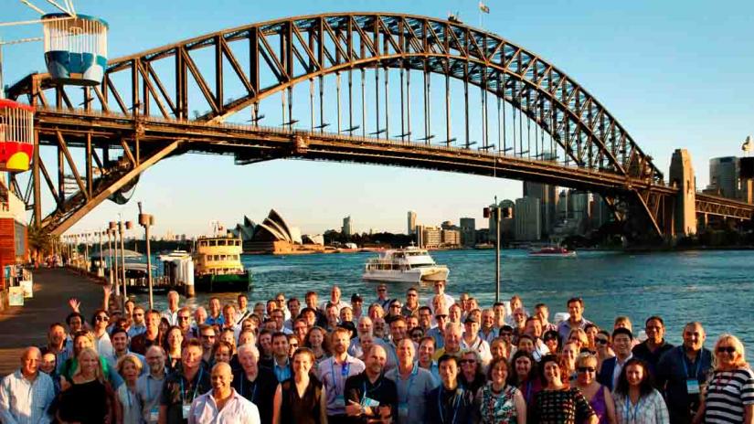 Summer Study researchers in front of the Sydney Harbour Bridge (photo supplied by Chris Dunstan)