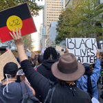 Photograph of a crowd of people at the Black Lives Matter protest in Sydney
