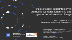 Role of social accountability in promoting women's leadership and gender transformative change cover
