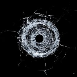 Glass shattered by a bullet