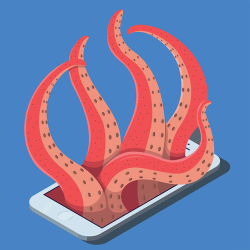 tentacles coming up from a phone screen