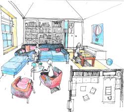 Sketch of living space in model refuge