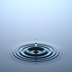 A droplet of water creates symmetric ripples