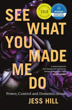 Book cover with title, awards, testimonial from Helen Garner and image of purple tinted roses in the dark