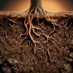 Roots of tree in soil
