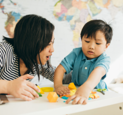 Mother playing with child