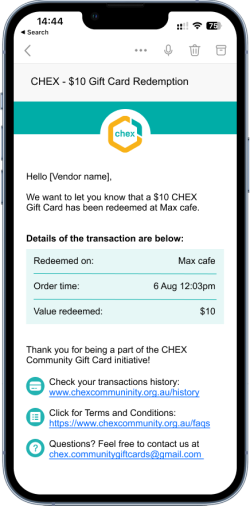 iPhone displaying $10 CHEX Gift Card.