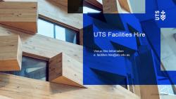 Cover of UTS Facilities Hire Venue Hire information brochure