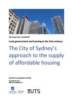 Cover of City of Sydney's approach to the supply of affordable housing report