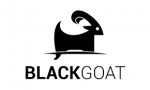 The Blackgoat logo has an image of a black goat on a surfboard on top of "BLACKGOAT" in black text.