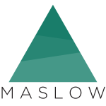 The Maslow logo features a graphic of a green triangle with "MASLOW" in black text underneath.