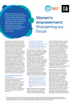 Women’s empowerment: Sharpening our focus cover
