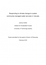 Responding to climate change to sustain community-managed water services in Vanuatu – PhD thesis cover